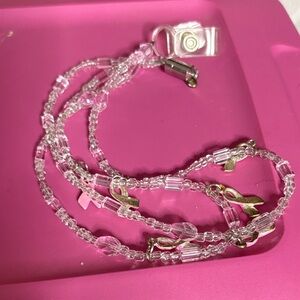 Pink Awareness Ribbon Beaded Necklace